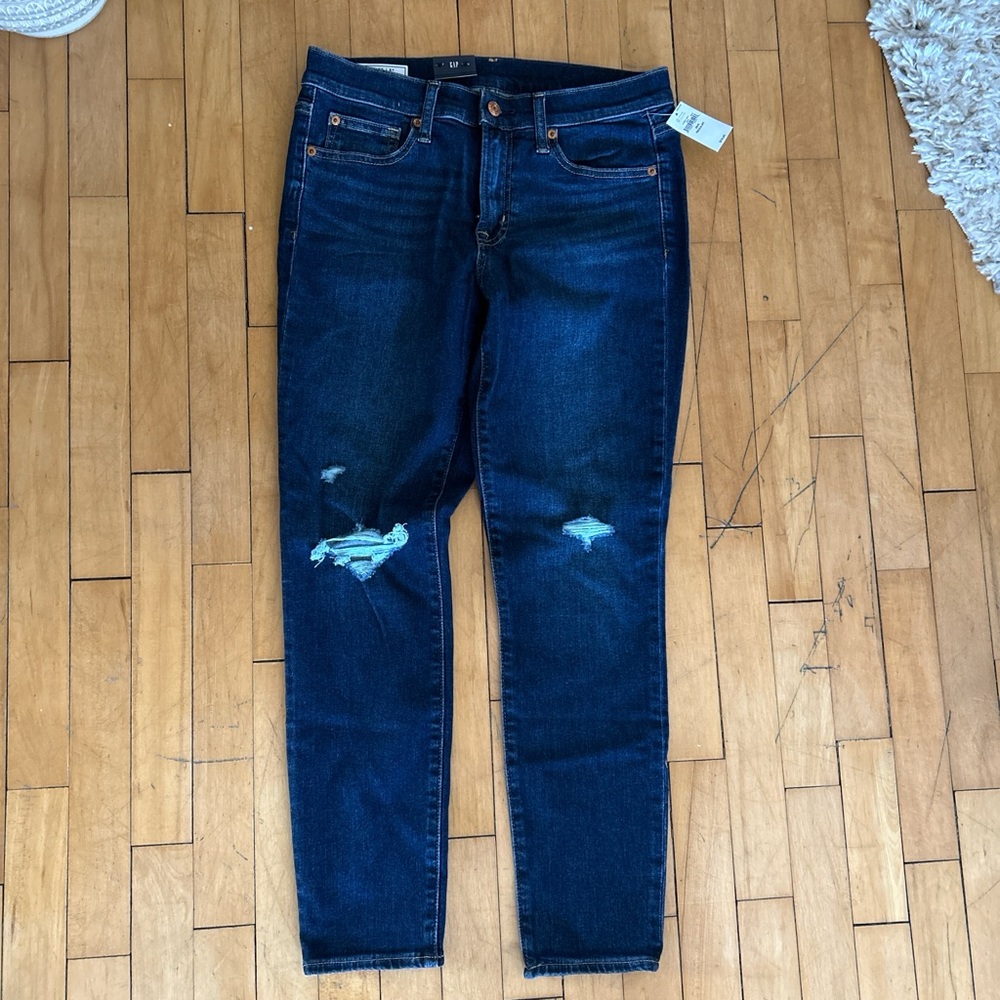 GAP Dark Blue Distressed Skinny Jeans